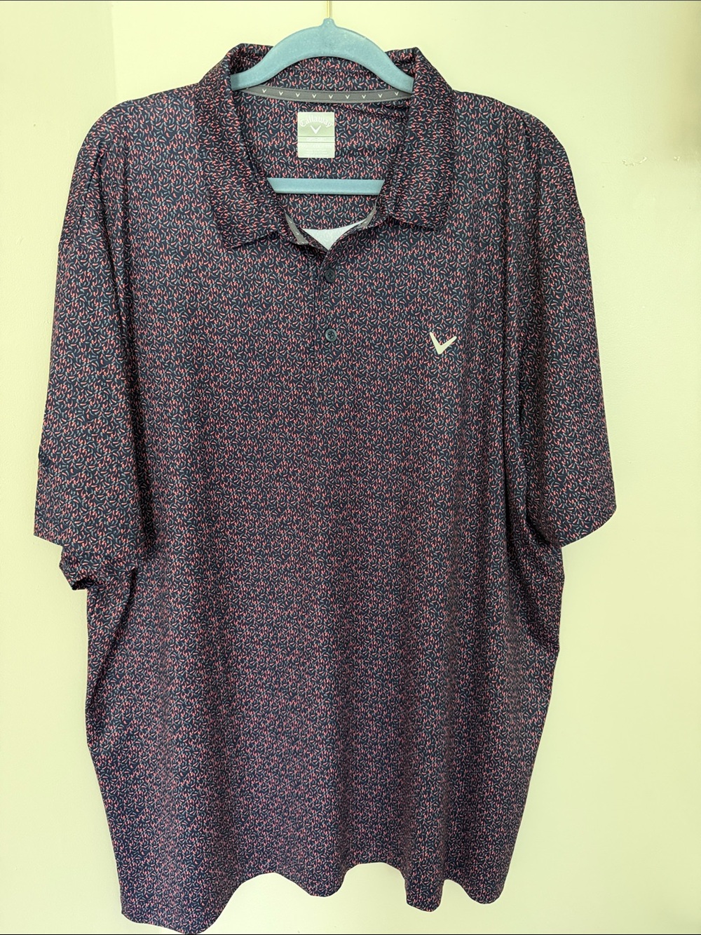 Callaway Navy Polo with Pink Micro-Print